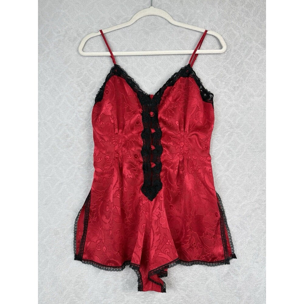 Vtg Victorias Secret Gold Label Teddy Bodysuit Small Red Lingerie Sexy Honeymoon